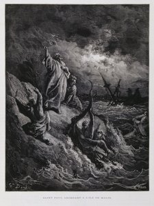 Desembarque de São Paulo em Malta, ilustração da Bíblia de Dore de Gustave Dore
