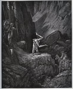 A Penitência Acrobática de Dom Quixote na Serra Morena - de "Dom Quixote de la Mancha" de Miguel Cervantes (1547-1616) (Dom Quixote) - Lenhador após desenho de Gustave Dore de Gustave Dore