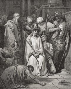 A coroa de espinhos, ilustração de "A Bíblia Sagrada" de Dore, gravada por Pannemaker, 1866 de Gustave Dore