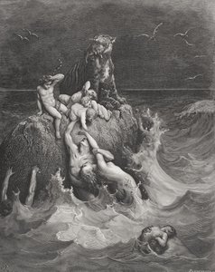 O dilúvio, ilustração da "Bíblia Sagrada" de Dore, gravada por Pannemaker, 1866 de Gustave Dore
