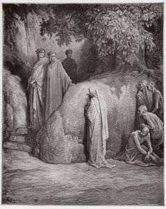 A Divina Comédia (La Divina Comedia, La Divina Comédia), Purgatorio, Canto 23: Dante reconhece a sombra da floresta entre os glutões - por Dante Alighieri (1265-1321) - Ilustração de Gustave Dore (1832-1883) de Gustave Dore