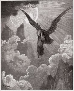 A Divina Comédia (La Divina Comedia, La Divina Comédia), Purgatorio, Canto 9: Dante, num sonho, é levado por uma águia - por Dante Alighieri (1265-1321) - Ilustração de Gustave Dore (1832-1883) de Gustave Dore