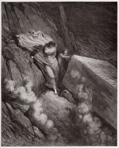 A Divina Comédia (La Divina Commedia, La Divina Comedie), Inferno, Canto 11: O túmulo ardente do Papa Anastasius II - por Dante Alighieri (1265-1321) - Ilustração de Gustave Dore (1832-1883) de Gustave Dore