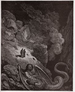 A Divina Comédia (La Divina Commedia, La Divina Comédia), Inferno, Canto 17: Geryon, símbolo do engano - por Dante Alighieri (1265-1321) - Ilustração de Gustave Dore (1832-1883) de Gustave Dore