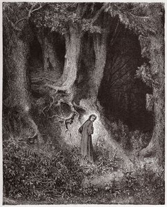 A Divina Comédia (La Divina Commedia, La Divina Comédia), Inferno, Canto 1: Dante no bosque selvagem - por Dante Alighieri (1265-1321) - Ilustração de Gustave Dore (1832-1883) de Gustave Dore