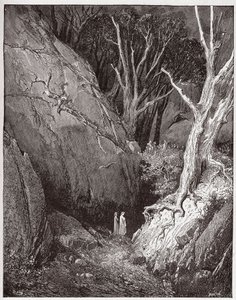 A Divina Comédia (La Divina Commedia, La Divina Comédia), Inferno, Canto 1: Virgil e Dante iniciam sua viagem - por Dante Alighieri (1265-1321) - Ilustração de Gustave Dore (1832-1883) de Gustave Dore