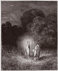 A Divina Comédia (La Divina Commedia, La Divina Comédia), Inferno, Canto 2: Beatrice e Virgil - por Dante Alighieri (1265-1321) - Ilustração de Gustave Dore (1832-1883) de Gustave Dore