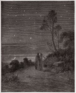 A Divina Comédia (La Divina Commedia, La Divina Comédia), Inferno, Canto 2: O céu escuro da primeira noite - por Dante Alighieri (1265-1321) - Ilustração de Gustave Dore (1832-1883) de Gustave Dore