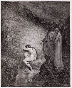 A Divina Comédia (La Divina Commedia, La Divina Comedie), Inferno, Canto 30: Myrrha, condenada por incesto - por Dante Alighieri (1265-1321) - Ilustração de Gustave Dore (1832-1883) de Gustave Dore