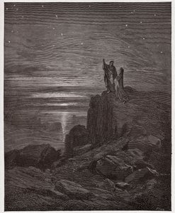 A Divina Comédia (La Divina Commedia, La Divina Comédia), Inferno, Canto 34: Os poetas emergem do inferno - por Dante Alighieri (1265-1321) - Ilustração de Gustave Dore (1832-1883) de Gustave Dore