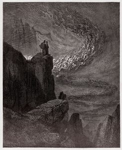 A Divina Comédia (La Divina Commedia, La Divina Comédia), Inferno, Canto 5: Minos julga as transgressões e despacha as almas - por Dante Alighieri (1265-1321) - Ilustração de Gustave Dore (1832-1883) de Gustave Dore