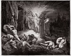 A Divina Comédia (La Divina Commedia, La Divina Comédia), Inferno, Canto 9: O anjo abre as portas - por Dante Alighieri (1265-1321) - Ilustração de Gustave Dore (1832-1883) de Gustave Dore