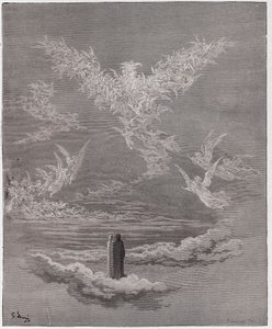 A Divina Comédia (La Divina Commedia, La Divina Comédia), Paradiso, Canto 19: As almas abençoadas formam uma águia no céu - por Dante Alighieri (1265-1321) - Ilustração de Gustave Dore (1832-1883) de Gustave Dore