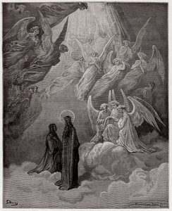 A Divina Comédia (La Divina Commedia, La Divina Comédia), Paradiso, Canto 20: As almas luminosas cantam - de Dante Alighieri (1265-1321) - Ilustração de Gustave Dore (1832-1883) de Gustave Dore