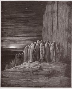 A Divina Comédia (La Divina Commedia, La Divina Comédia), Purgatorio, Canto 18: A multidão dos preguiçosos - por Dante Alighieri (1265-1321) - Ilustração por Gustave Dore (1832-1883) de Gustave Dore