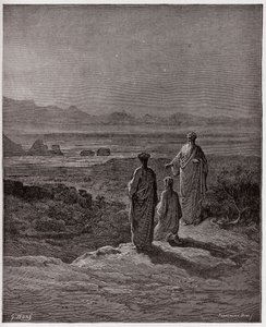 A Divina Comédia (La Divina Commedia, La Divina Comedie), Purgatorio, Canto 1: Dante ajoelha-se perante Statius - de Dante Alighieri (1265-1321) - Ilustração de Gustave Dore (1832-1883) de Gustave Dore
