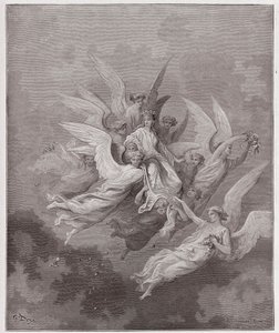 A Divina Comédia (La Divina Commedia, La Divina Comédia), Purgatorio, Canto 30: Beatriz entre os anjos - por Dante Alighieri (1265-1321) - Ilustração por Gustave Dore (1832-1883) de Gustave Dore
