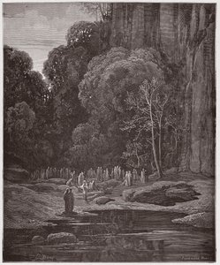 A Divina Comédia (La Divina Commedia, La Divina Comédia), Purgatorio, Canto 5: Os falecidos arrependidos cantando o Miserere - de Dante Alighieri (1265-1321) - Ilustração de Gustave Dore (1832-1883) de Gustave Dore