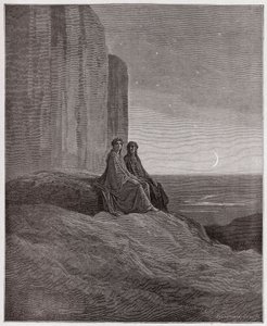 A Divina Comédia (La Divina Commedia, La Divina Comédia), Purgatorio, Canto 9: Crepúsculo - de Dante Alighieri (1265-1321) - Ilustração de Gustave Dore (1832-1883) de Gustave Dore