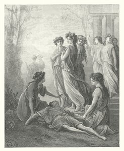 As Fábulas de La Fontaine: Daphnis e Alcimadura (gravura) de Gustave Dore