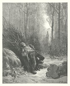 As Fábulas de La Fontaine: A Morte e o Lenhador (gravura) de Gustave Dore