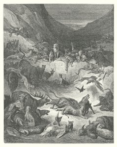 As Fábulas de La Fontaine: Os Animais Doentes da Peste (gravura) de Gustave Dore