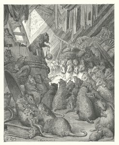 As Fábulas de La Fontaine: O Conselho dos Ratos (gravura) de Gustave Dore