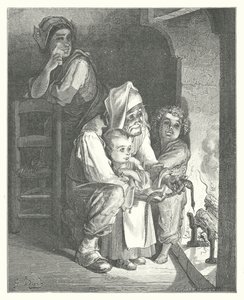 As Fábulas de La Fontaine: O campónio e a serpente (gravura) de Gustave Dore