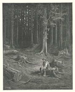 As Fábulas de La Fontaine: A Floresta e o Lenhador (gravura) de Gustave Dore