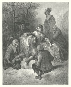 As Fábulas de La Fontaine: O Leão Apaixonado (gravura) de Gustave Dore