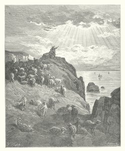 As Fábulas de La Fontaine: O Pastor e o Mar (gravura) de Gustave Dore
