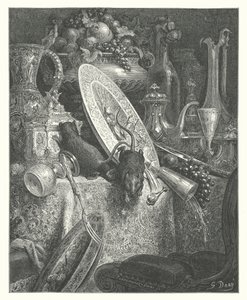 As Fábulas de La Fontaine: O rato da cidade e o rato do campo (gravura) de Gustave Dore