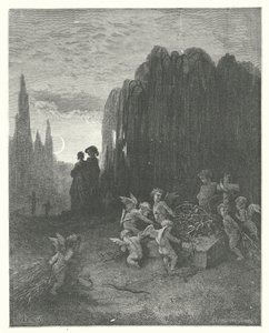 As Fábulas de La Fontaine: A jovem viúva (gravura) de Gustave Dore