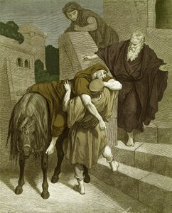 O bom samaritano na estalagem, de Doré. - Bíblia de Gustave Dore
