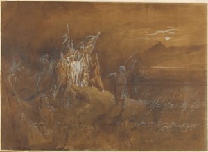 As sombras dos soldados franceses do passado exortam o exército à vitória no Reno de Gustave Dore