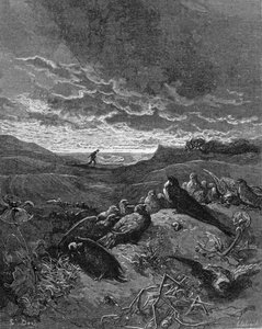 A andorinha e os pássaros, ilustração de &39;fábulas&39; por La Fontaine, 1868 de Gustave Dore
