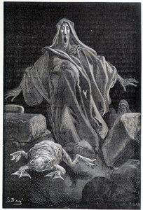 O alarme gritou - ilustração do medo de Gustave Doré, gravura de Gustave Dore