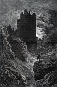 O castelo do medo - ilustração do medo de Gustave Doré, gravura de Gustave Dore