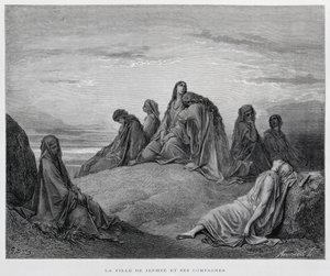 As filhas de Jepthah, Ilustração da Bíblia de Dore de Gustave Dore