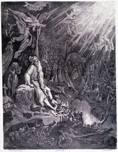O último julgamento vai acabar com o teu tormento... Placa XII - Ilustração de Gustave Dore (1832-1883), para La legende du jeif vagueando por Pierre Dupont, edição Librairie du magasin pitoresco, Paris 1862 de Gustave Dore