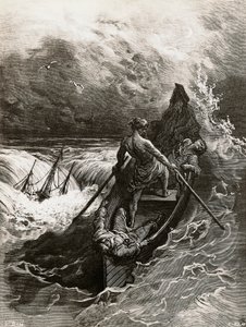 O marinheiro, do Rime of the Ancient Mariner, poema de Samuel Taylor Coleridge (1772-1834), ilustração de Gustave Dore