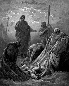O milagroso calado dos peixes, 1866 de Gustave Dore