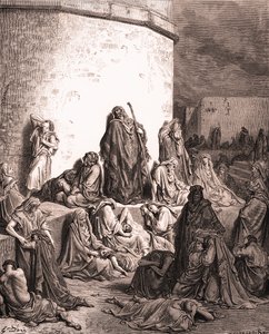 O povo está de luto por Jerusalém, por Gustave Doré. - Bíblia de Gustave Dore