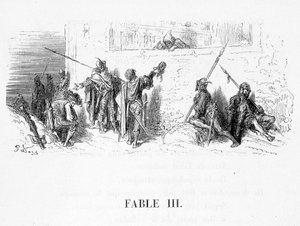 O rato que se retirou do mundo nas fábulas de Jean de La Fontaine. Ilustração de Gustave Doré. de Gustave Dore