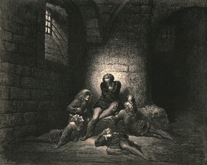 Então, para não deixá-los mais tristes, eu mantive meu espírito em silêncio, c1890. de Gustave Dore