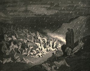 Incessante foi o jogo de mãos miseráveis, c1890. de Gustave Dore