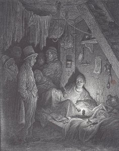 Covil vitoriano para fumadores de ópio em Londres de Gustave Dore