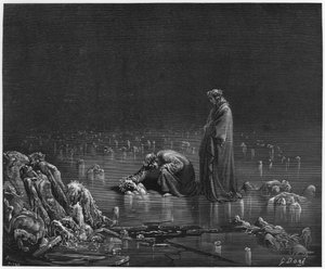 Virgílio (70-19 aC) e Dante, ilustração da "Divina Comédia" (Inferno) de Dante Alighieri (1265-1321) Paris, publicada em 1885 de Gustave Dore