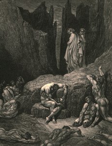 Portanto, ainda assim, aperta a tua vista entre as sombras sombrias e miseráveis, c1890. de Gustave Dore