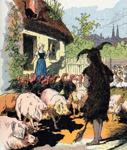 Ilustração de Gustave Fraipont para "Cane skin" (Ane skin) conto de Charles Perrault (1628-1703), escritor francês (Ilustração para "Donkeyskin" conto de fadas literário francês) Colecção privada